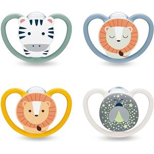 NUK Perfect Match Air Day & Night Succhietto per Bambini | 6-18 Mesi | Ciucci Fluorescenti Traspiranti Anti-Irritazione | Accettato dal 95% dei Bambini** | Assortiti | Confezione da 4