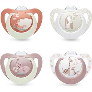 NUK First Choice Day & Night Succhietti per Bambini | 0-6 Mesi | Succhietti Ortodontici che si Illuminano al Buio | Calma il 99% dei bambini** | Assortiti | Confezione da 4