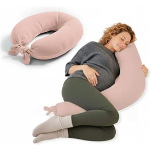 Jane Jané Cuscino per Allattamento XXL e Gravidanza, Cuscino per Dormire e Riposo, Fodera 100% Cotone Mussola, Rosa