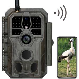 GardePro E8 Fotocamera da Caccia WiFi Bluetooth con App 64MP 1296P H.264 Vidéo Fototrappola Infrarossi Invisibili 0,1s Tempo di Attivazione, Visione Notturna Fino a 30m, No-Glow 940nm IR LEDs