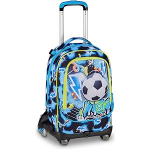 SJ GANG STYLE JAM GANG Trolley Jack 8 ruote GLOWGAME, Blu, 34L, Scomponibile, Cross-over System, 3 in 1, Spallacci a scomparsa, Tasca portaborraccia, Barra regolabile, Scuola elementare, Bambino