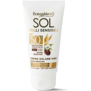 Bottega Verde - SOL Pelli Sensibili, Crema Solare Viso, 50ml, SPF 50+, Arricchita con Olio di Jojoba e Latte di Avena, Idratante e Confortevole, Senza Profumo, per Pelli Sensibili ed Irritabili