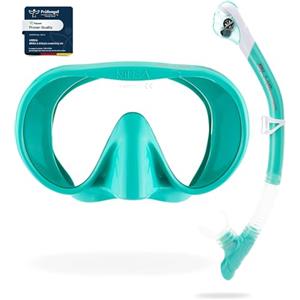 CRESSI Musa & Scilla Maschera Frameless o Combo Set Maschera Framelles + Snorkel Scilla per Immersioni e Snorkeling, Basso Volume Interno e Ampio Campo Visivo, Unisex, Verde Acqua, Taglia Unica