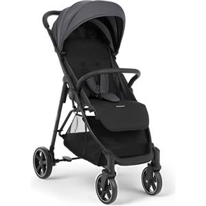 KikkaBoo ALEXA Passeggino Leggero dalla nascita fino a 22 kg, Pieghevole con una mano, Schienale reclinabile, Ruote con sospensioni, Poggiapiedi regolabile, Cintura di sicurezza a 5 punti, Grigio