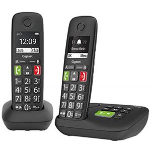Gigaset E290A Duo, Telefono analogico/DECT Nero Identificatore di Chiamata, Telefono analogico/DECT, Cornetta Wireless (Versione Tedesca) [Versione tedesca]