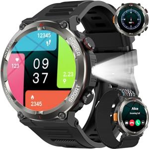 Baolubao Smartwatch Uomo, 1.45" HD Orologio Uomo con 100Giorni StandbyBatteria, Smartwatch con Effettua o Risposta/LED Torcia/Bussola, 24/7 Monitoraggio Salute (Frequenza Cardiaca/Sonno/SpO2) per Android iOS