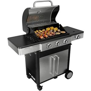 Black+Decker - Barbecue a Gas BXOG12950E | 3 Bruciatori 3,6kW + Laterale 2,1kW | Griglia Ghisa | Pulizia Facile | Termometro Inox | Zona Cottura Flessibile | Ruote Girevoli