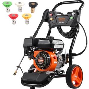 VEVOR Idropulitrice a Gas 277,71 kgf/cm² 10 L/min Idropulitrice a Gas con Pompa in Rame, Prolunga, Set da 5 Ugelli, Idropulitrice ad Alta Pressione per Auto, Recinzioni, Vialetti, Cortili, Verticale