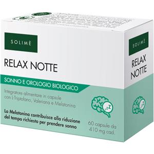 Solimè Relax Notte - Integratore Vegano con L-triptofano, Valeriana e Melatonina - 60 Capsule