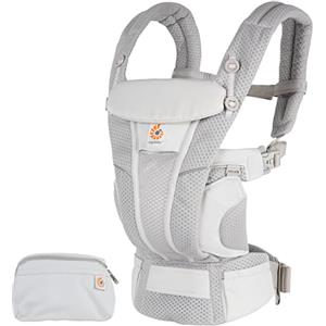 Ergobaby Marsupio Ergobaby Omni Breeze per neonati, 4 posizioni SoftFlex Mesh marsupio anteriore ergonomico marsupio posteriore per neonati (Pearl Grey)