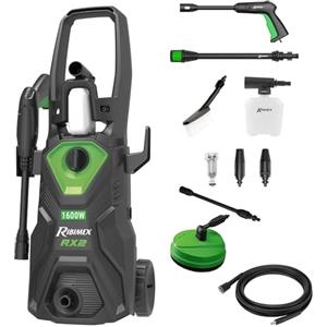Ribimex Idropulitrice ad Alta Pressione RX2, 1600W, 130 Bar, 480 L/h, Getto Regolabile, Serbatoio Detergente 350 mL, Tubo da 5 m, Protezione IPX5, Arresto Automatico, Robusta e Versatile - PRNHP02