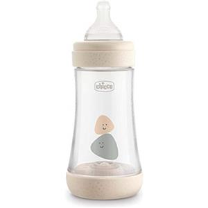 Chicco Perfect 5 Biberon Anticolica, Unisex, 240 ml, Silicone, 2 Fori, Beige