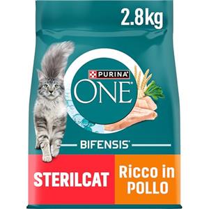 PURINA ONE Bifensis Sterilcat Crocchette Gatti Adulti, Sacco da 2,8 kg | Crocchette per Gatti Sterilizzati con Pollo, Formula Studiata per Supportare il Microbioma Intestinale