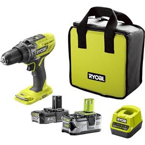 RYOBI Trapano Avvitatore a Percussione 18V con 2 Batterie (4.0Ah e 2.0Ah) e Mandrino Autoserrante 13mm