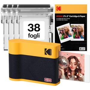 KODAK Mini 3 Era Regalo di Natale 4PASS Stampante Fotografica Portatile (7.6x7.6cm) (Fotografica Portatile + Pacchetto con 60 Fogli, Giallo)
