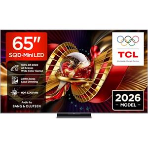 TCL 65C8L 65" SQD-Mini LED TV, 4K HDR 5000 nits and 2,040 dimming zones, Google TV, Dolby Vision & Atmos, Audio by Bang & Olufsen, 144Hz, Apple AirPlay 2 & Alexa
