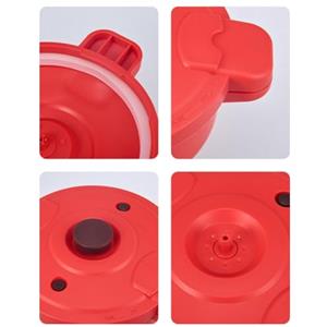 NiuLumea Pentola a pressione per microonde con funzione vapore, cottura rapida di riso, pasta, verdure, strumento da cucina compatto in silicone PP, rosso, 27,5 x 14 cm