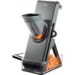 GEFU STANDO - Mandolina professionale per fette e julienne | Affettatrice manuale con contenitore di raccolta, protezione per le dita e base antiscivolo, adatta per cucina e gastronomia