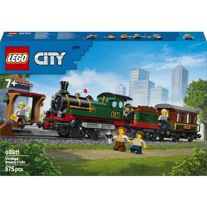 LEGO City Treno a vapore vintage 60511 | Giochi STEM per bambini da 7 anni, con trenino giocattolo, stazione, binari e 5 minifigure, regalo di compleanno, 575 pezzi