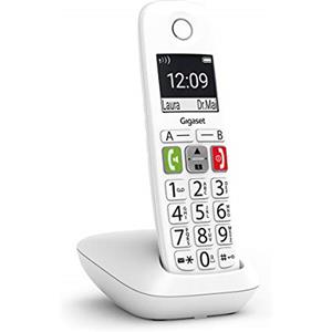 Gigaset E290 - telefono wireless per anziani con tasti larghi, tasti di accesso diretto per numeri importanti, funzione di amplificazione per un suono extra forte, bianco