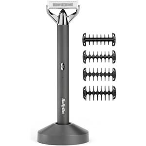 BaByliss X-Blade, Rasoio regolabarba, lame di precisione ultra-affilate, testina flessibile a 50°, 4 guide 1-5 mm, Batteria agli ioni di litio, 100& Waterproof, OT996E