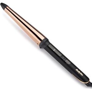 BaByliss C458E Titanium Brilliance Ferro Arricciacapelli conico in titanio, 32-19mm, tecnologia di riscaldamento Advanced Ceramics, 6 temperature fino a 210°C, punta termo-isolante