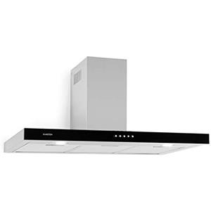 KLARSTEIN Darya - Cappa Aspirante, Cappa a Parete, Classe A, 90 cm, Scarico: 310 m³/h, 2 Filtri Antigrasso in Alluminio, 66dB, Acciaio Inox, possibile Ricircolo, Frontale Vetro Acrilico Nero, Argento