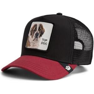 Goorin Bros. Cappellino Trucker The Farm Top Dog, nero e rosso, con toppa ricamata di cane
