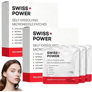 STDEI Swiss Power Patch Occhi con Microaghi, 2026 Nuovo Swiss Power Cerotti Occhi Antirughe, Maschera Occhi per Occhiaie e Borse, Patch Contorno Occhi Antirughe per una Cura Quotidiana (2 Scatole)