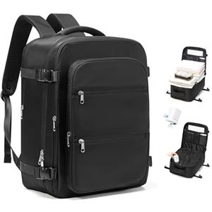 VENATIN Zaino Ryanair 40x30x20 Sottovuoto con pompa,Wizzair Sottovuoto da viaggio Bagaglio a Mano con compressione sottovuoto,Zaino Donna Zaino Casual Laptop 14 Pollici,Nero
