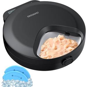 GROOKPET Distributore Automatico Cibo Gatti Umido: Dispenser Cibo Gatti con Timer Programmabile - Mangiatoia Crocchette Gatto senza Fili - Dosatore per Piccola Cani a Batteria -Erogatore 4 Pasti a Refrigerante