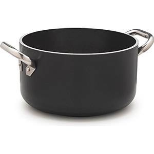 Agnelli Casseruola Alta 28 cm in Alluminio Antiaderente con 2 Manici in Acciaio Inossidabile - Nero