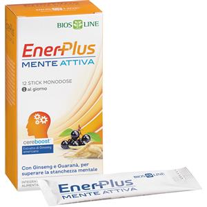 Bios Line EnerPlus Mente Attiva - Integratore Alimentare con Cereboost, Guaranà e Vitamine B1, B3, B6 - 12 Stick Pack da 10 ml