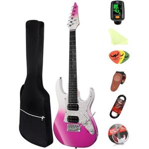 Bullfighter 34 pollici chitarra elettrica per bambini kit per principianti ST Style mini chitarra elettrica per ragazzi ragazze, borsa, accordatore, plettri, cavo, tracolla, corde extra, D-120R (Purple)