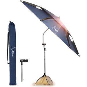 Sunphio Ombrellone da Spiaggia 220 cm Antivento Resistente, Ombrello Mare Portatile Grande, Ombrelloni da Spiaggia Anti UV 50, Parasole Viaggio Telescopico, Robusto e Compatto