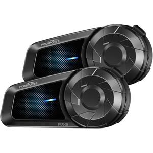 Fodsports FX-S Interfono Moto, Auricolare Casco Bluetooth 5.4 per 2 Piloti, Sistema di Comunicazione 1000m, Tripla Riduzione Rumore, Stereo HiFi, Vivavoce Musica e Chiamate, Impermeabile IP67 (Coppia, Nero)