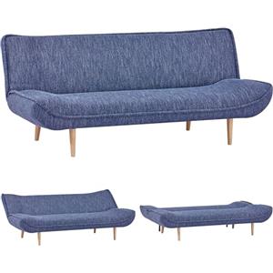 EVERGREENWEB MATERASSI & BEDS EVERGREENWEB Divano Letto 3 Posti Clic Clac in Tessuto Imbottito colore Blu, Design Moderno, Schienale Reclinabile, Regolabile su 3 Livelli, Trasformabile in Comodo Letto, Gambe in Legno | SOFLA