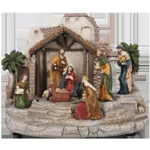 Generico Carillon PRESEPE Gigante Natalizio Cm.29 H con MUSICHE Natale POLIFONICHE LUCI LED E STATUINE Giuseppe E Maria e Animali Che GIRANO 65080/1