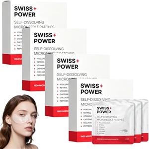 STDEI Swiss Power Patch Occhi con Microaghi, 2026 Nuovo Swiss Power Cerotti Occhi Antirughe, Maschera Occhi per Occhiaie e Borse, Patch Contorno Occhi Antirughe per una Cura Quotidiana (4 Scatole)