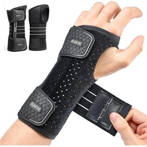 Rakiie 2 Tutori per Polso per Tunnel Carpale, Supporto Notturno Regolabile con 3 Stecche Metalliche, Senza Pressione sul Pollice, Unisex per Mano Destra/Sinistra, Grigio Taglia S