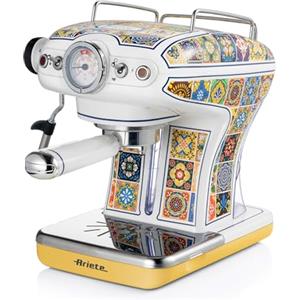 Ariete 1389 Macchina da caffè Positano, 850W, Capacità serbatoio 0,9L, Filtro ½ tazze, Vassoio raccogli goccia, Cappuccinatore