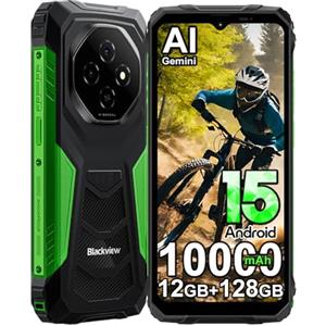 Blackview Fort 1 Rugged Smartphone Android 15, 12GB+128GB/2TB 10000mAh Telefono Indistruttibile, Fotocamera 16MP, 6.56" HD+ 90Hz Cellulari Resistente IP68,5G WIFI/NFC/OTG/GPS/FM/Gemini AI, Verde