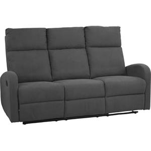Totò Piccinni Divano Relax 3 POSTI EUREKA, Reclinabile Manuale con Maniglia Laterale, Imbottitura Ergonomica, Struttura in Legno (Tessuto Grigio Scuro New)