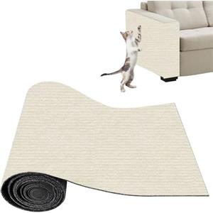 Xynovate Tappetino Tiragraffi Adesivo per Gatti, Protezione Divano Graffi Gatto, DIY Tiragraffi per Gatti, Riutilizzabile e Tagliabile, Ideale per Mobili e Pareti, Bianco sporco（40x200cm）