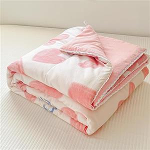 Surwin Copriletto Trapuntino Estivo Reversibile in Morbido Microfibra Leggero, per Letto Singolo Matrimoniale, Copriletto Stampa Moderno, Trapunta per Tutte Le Stagioni (Cuore Rosa,150x200cm)