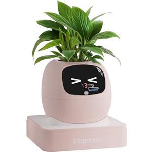 PLANTSIO Ivy - Vaso da fiori intelligente per la decorazione della casa, ideale per la casa, per la scrivania, idea regalo, per la cura delle piante, con emoji e amici animali domestici (Cipria)