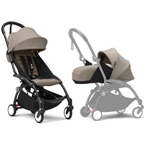 Stokke Passeggino Stokke YOYO3 con Newborn Pack - Include telaio nero, YOYO 6+ Color Pack (Taupe) e 0+ Newborn Pack (Taupe)
