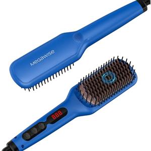 MEGAWISE Spazzola Lisciante per Capelli, Pettine Lisciante per Tutti i Tipi di Capelli con Denti Riscaldanti Nano, Tecnologia Doppio Anione, MCH 20s Riscaldamento Rapido e Spegnimento Automatico di 60 Minuti