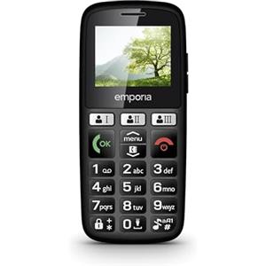 Emporia E30 Seniorenhandy, 30 anni, senza contratto, telefono cellulare con pulsante di emergenza, tasti extra grandi, ideale per anziani, facile da usare, nero