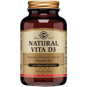 Solgar Natural Vita D3 - Integratore di Vitamina D3 in 100 Perle per Ossa e Sistema Immunitario